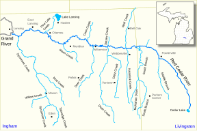 Red Cedar River Map US MI.svg