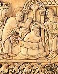 Барельеф конца IX века. Слоновая кость. Музей Пикардии, Амьен, Франция.