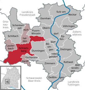 Poziția orașului Schramberg pe harta districtului Rottweil
