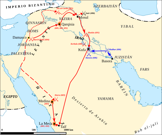 Army movements and battle locations marked on a grayscale map of the Middle East