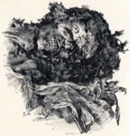 Tekening van het hoofd van de mummie van Ta'a II (ca. 1901), Gaston Maspero