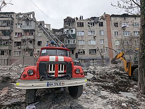 Maison à Sloviansk après un bombardement