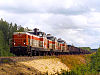 Three Dr16s pull a freight train in northern Finland in 2001