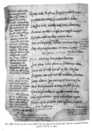 Seite aus einer von Pomponius eigenhändig geschriebenen Handschrift (Claudian, In Rufinum mit Kommentar des Pomponius)