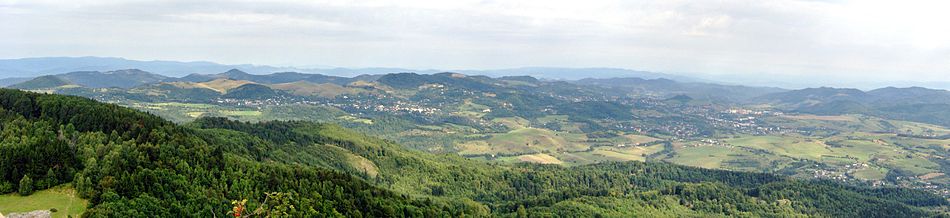 Štiavnické Bane - Banská Štiavnica v mohutnej kaldere niekdajšieho Štiavnického vulkánu (pohľad zo Sitna)