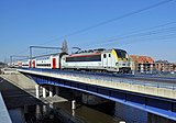 De nieuwe spoorbrug van het Waggelwater in Brugge, in gebruik vanaf 2013.