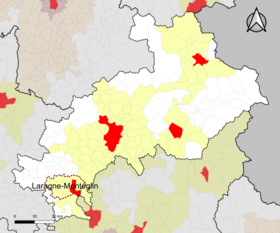 Localisation de l'aire d'attraction de Laragne-Montéglin dans le département des Hautes-Alpes.