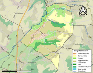 Carte en couleurs présentant l'occupation des sols.