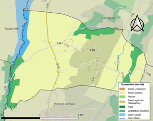 Carte en couleurs présentant l'occupation des sols.