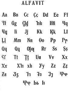 Alphabet abaza dans les années 1930.