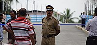 A senior civil police officer on duty.