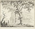 Bomen aan de waterkant en een tekenaar (1766)