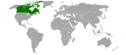 Карта с указанием местоположения Канады и Вьетнама