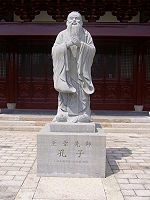 Statue of Confucius at a temple in Chongming, Shanghai. Confuciusstatue.jpg