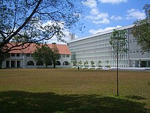 The former Raffles College, the site of SMU's first campus Eu Tong Sen Building, Block B and Upper Quadrangle, Faculty of Law, National University of Singapore.jpg