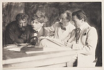 Frank Eugene, Frank Eugene, Alfred Stieglitz, Heinrich Kühn et Edward Steichen regardent une œuvre d´Eugene (1907), Bradford, National Media Museum.