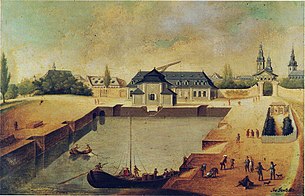 Hafenbecken um 1830, Blick nach Westsüdwest
