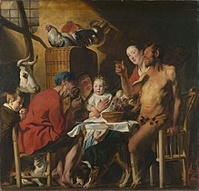 Satyr i chłop 1620-1621, 174 × 204 cm, Stara Pinakoteka
