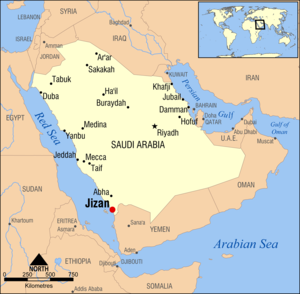 Jizan, Saudi Arabia locator map