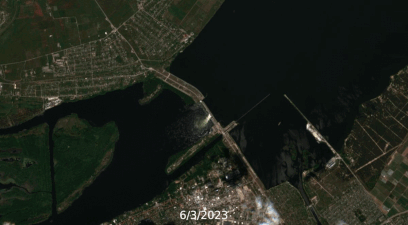 Destruction du barrage de Kakhovka réalisé avec des images Sentinel-2