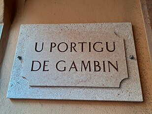 Löa, U portigu de Gambìn (cartellu in léngua ligüre)