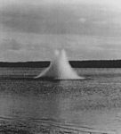 The last submarine mine being exploded at Fort Lytton on closure of the submarine minefield 1908 [gallery 9]