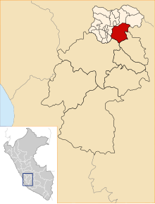 Location of Colcabamba in the Tayacaja province