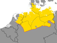 Az alnémet nyelv elterjedése Németország északi részén és a szomszédos országokban