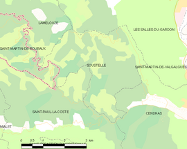 Mapa obce Soustelle