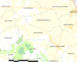 Mapa obce Valcanville