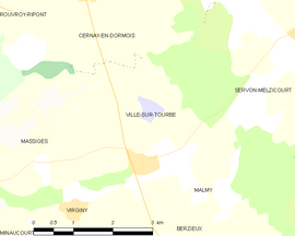 Mapa obce Ville-sur-Tourbe