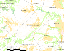 Mapa obce Soucieu-en-Jarrest