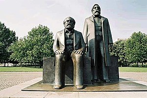 Statue of Marx and Engels. A part of the Marx-...