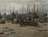H.W. Mesdag, 1894-96: 'Na de storm', olieverf (de storm was op 22/ 23 december 1894 over Scheveningen)