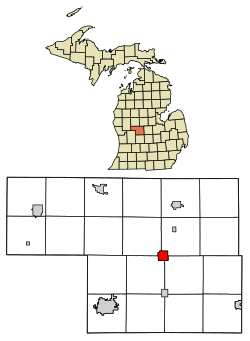 Location within Montcalm County and the state of Michigan