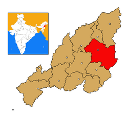 Tuensang district's location in Nagaland