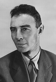 J. Robert Oppenheimer, principal leader of the Manhattan Project, often referred to as the "father of the atomic bomb". Oppenheimer (cropped).jpg