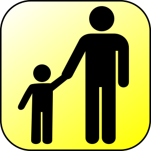 An icon illustrating a parent and child