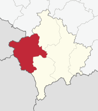 Location of Peć District (Kosovo) in Kosovo
