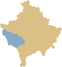 Location of Gjakova District in Kosovo