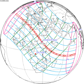 Carte de l'éclipse générale