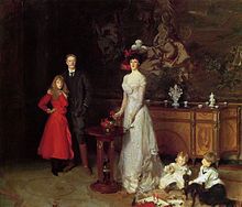 John Singer Sargent, The Sitwell Family, 1900. From left: Edith Sitwell (1887–1964), Sir George Sitwell, Lady Ida, Sacheverell Sitwell (1897–1988), and Osbert Sitwell (1892–1969). Private Collection