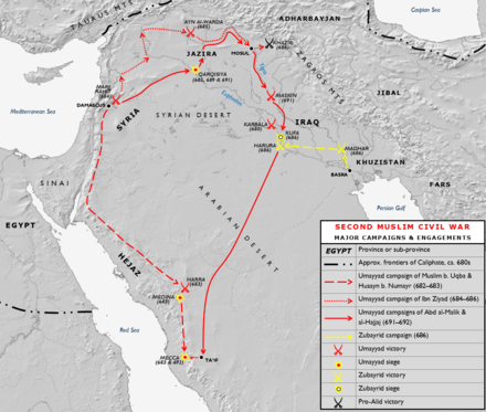 Army movements and battle locations marked on a grayscale map of the Middle East