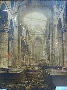 The abbey after the fire of 1906 Selby Abbey after the fire of 1909.jpg