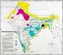Malaria map of British India, 1927 Sir Patrick Hehir, Malaria in India Wellcome L0026242.jpg