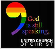United Church of Christ's motto which expresses its support for LGBT rights St Luke's United Church of Christ Motto.jpg