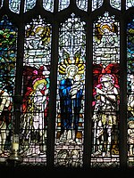 Whall's stained glass window in St Mary's Church, Stamford in Lincolnshire. Whall's first independent commission.