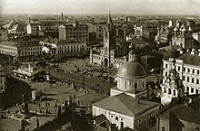 Страстная площадь. Справа церковь Д.Солунского. Фото 1925-1926 гг. с крыши дома Нирензее.