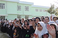 Attacks on schoolgirls in Afghanistan are common Students of Sultan Razia Girls School in 2002.jpg