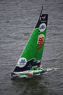 Le monocoque V&B en mer vu du ciel